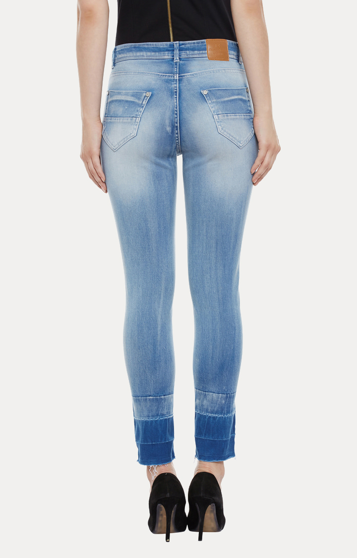 Women's Blue Solid Skinny Jeans