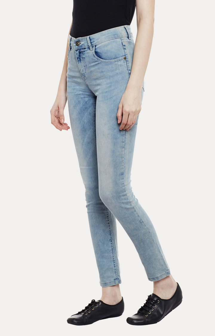 Women's Blue Solid Slim Jeans