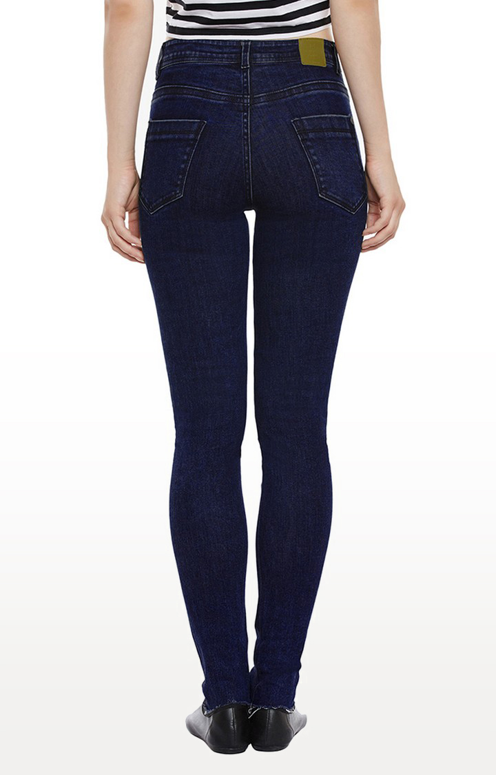 Women's Blue Solid Skinny Jeans