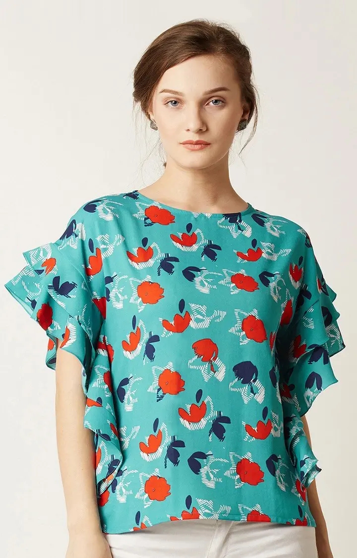 MISS CHASE | Women's Blue Floral Tops