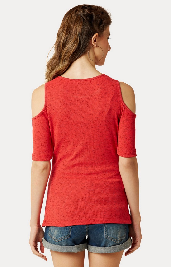 Women's Orange Cotton SolidCasualwear Regular T-Shirts