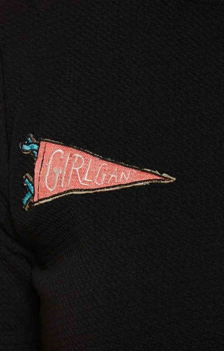 Women's Black Polyester SolidCasualwear Crop T-Shirts