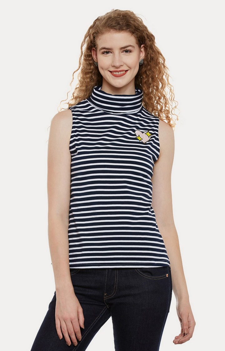 MISS CHASE | Women's Blue Striped Tops