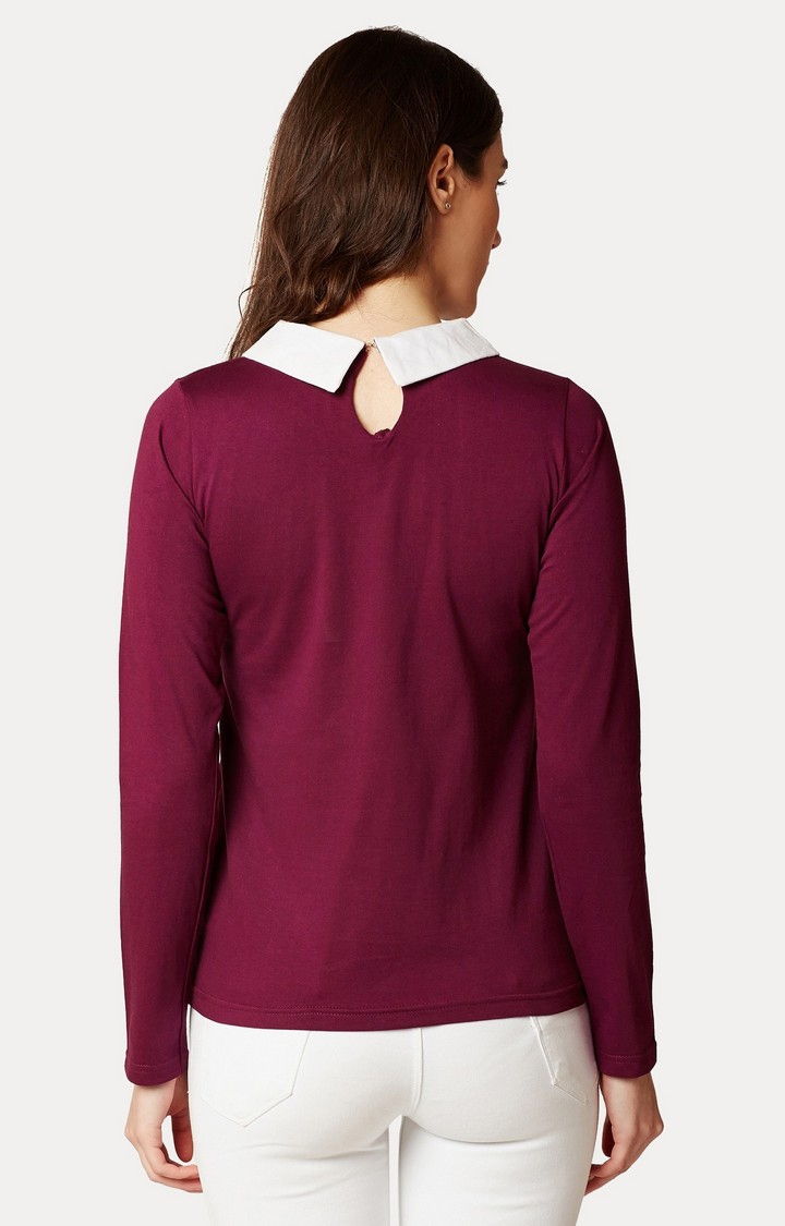 Women's Purple Cotton SolidCasualwear Regular T-Shirts