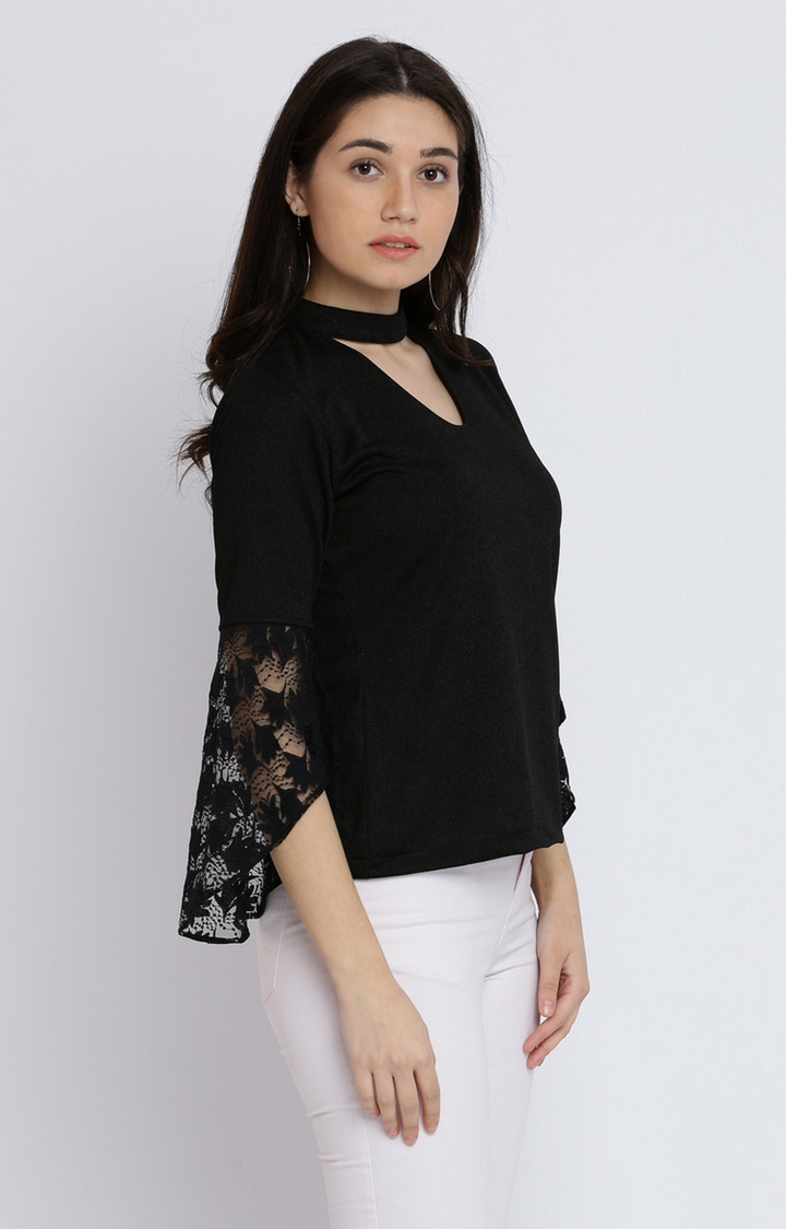 MISS CHASE | Women's Black Solid Tops 2