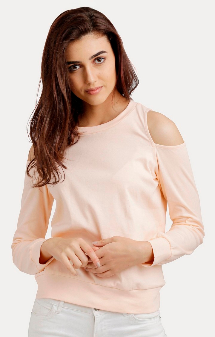 Women's Pink Solid Regular T-Shirts