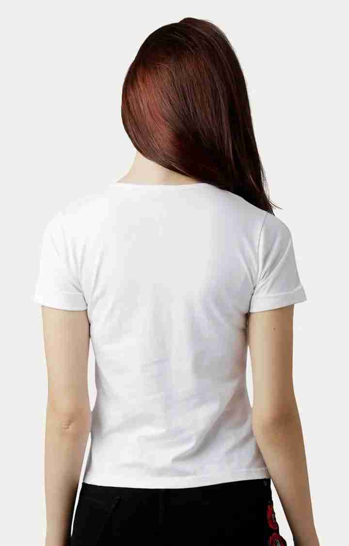 Women's White Cotton SolidCasualwear Tops