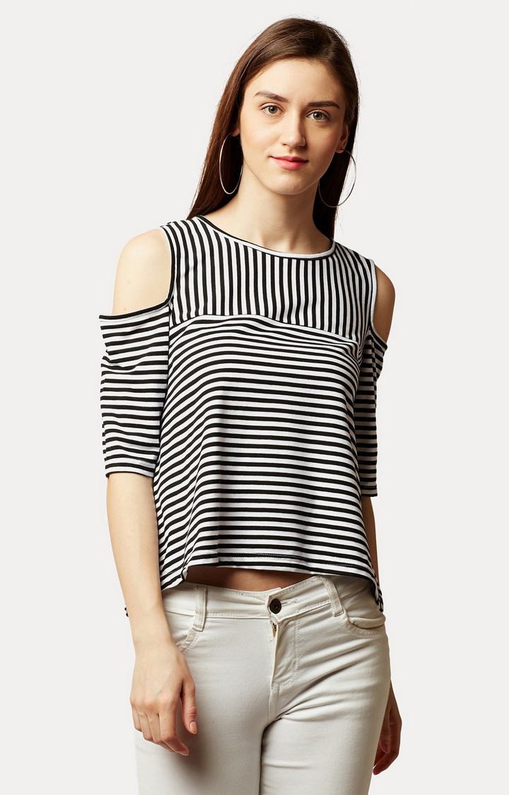 MISS CHASE | Women's Black Striped Tops
