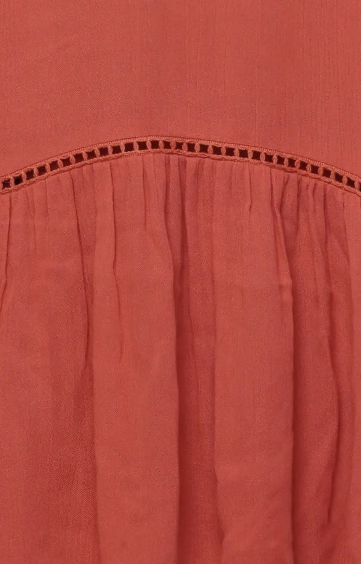 Women's Orange Rayon SolidCasualwear Peplum Top