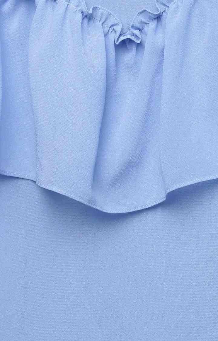 Women's Blue Georgette SolidCasualwear Tops