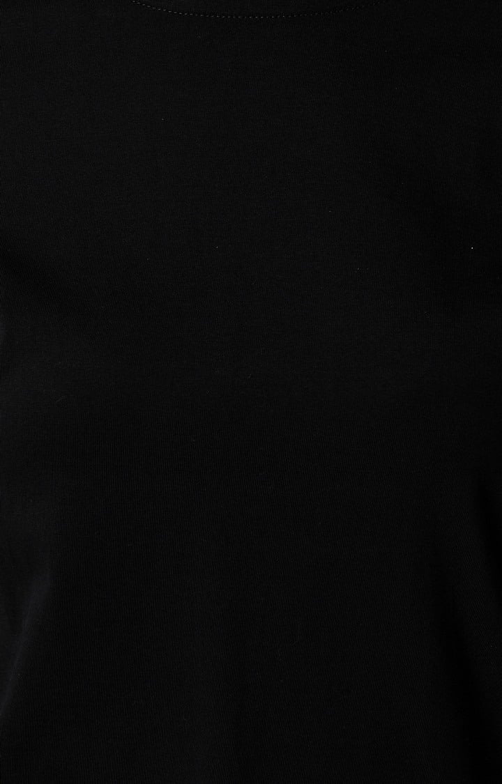 Women's Black Cotton SolidCasualwear Regular T-Shirts