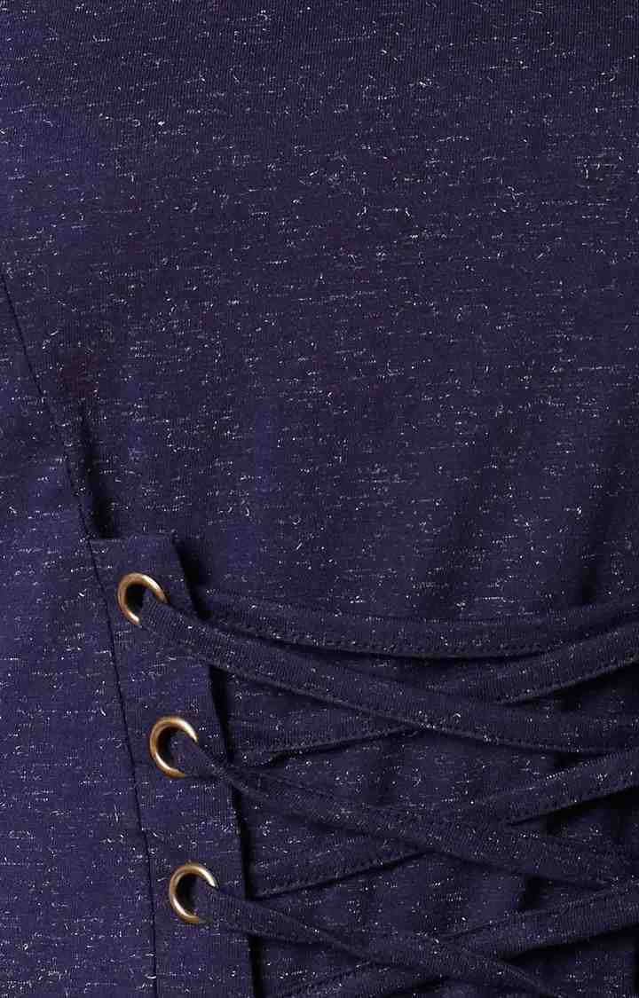 Women's Blue Cotton MelangeCasualwear Tops