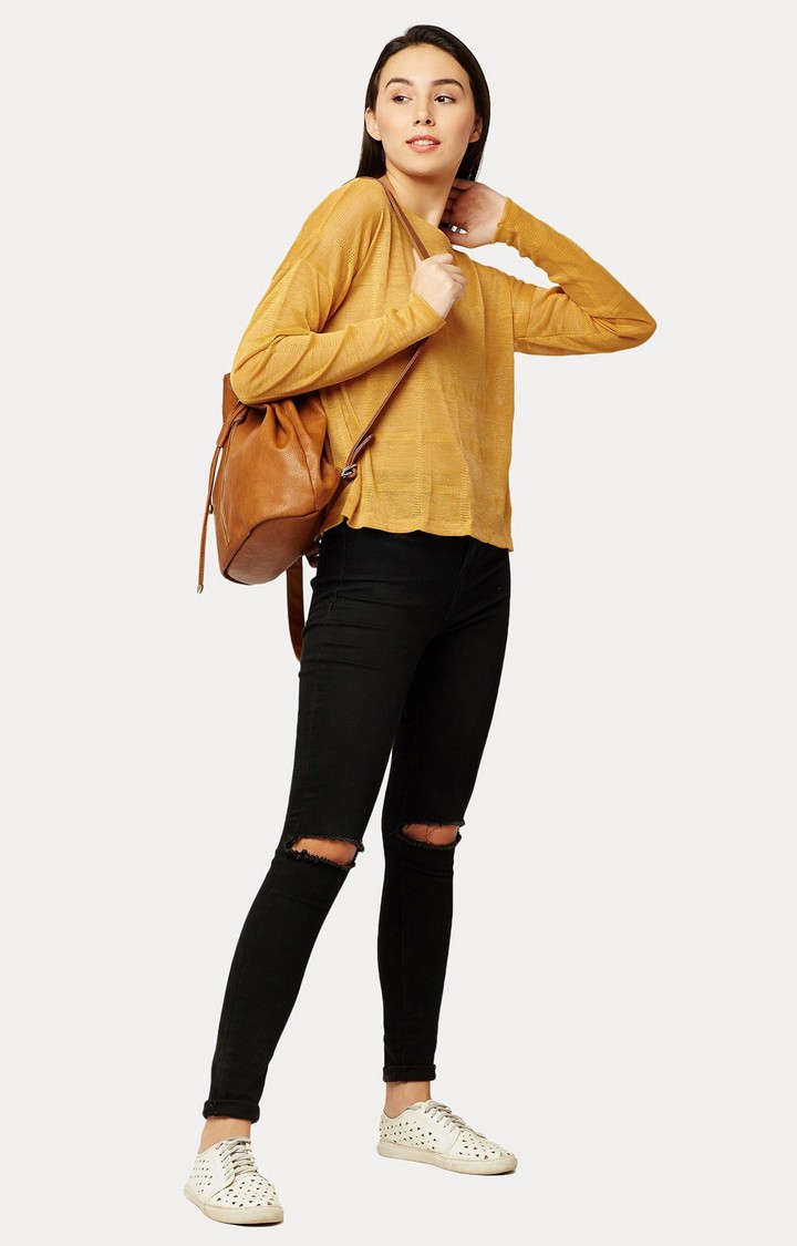 MISS CHASE | Women's Yellow Solid Tops 1