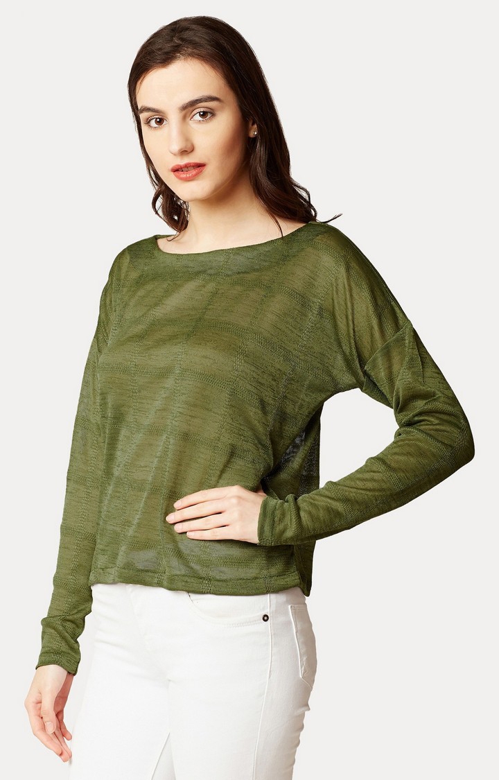 MISS CHASE | Women's Green Solid Tops 2
