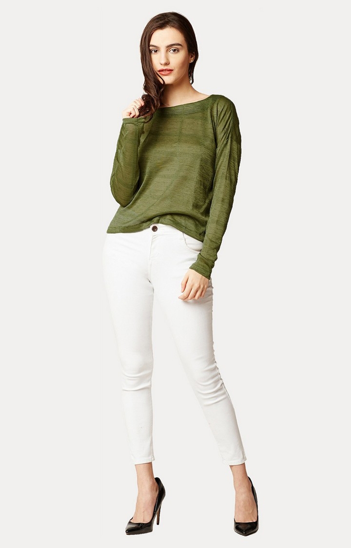MISS CHASE | Women's Green Solid Tops 1