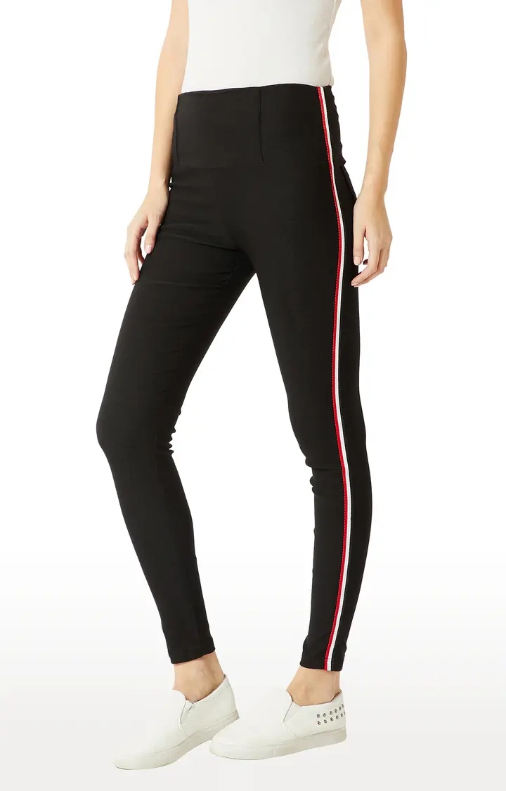 MISS CHASE | Women's Black Solid Jeggings