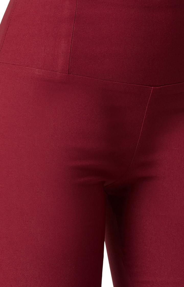 Women's Red Solid Jeggings