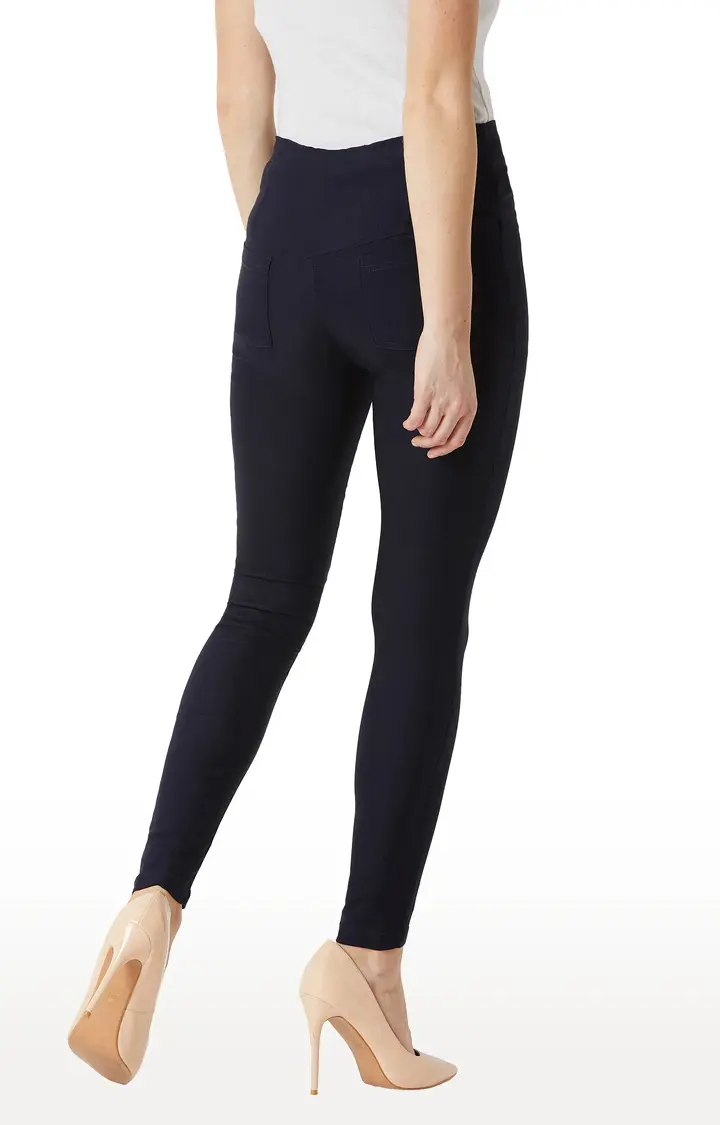 Women's Blue Solid Jeggings