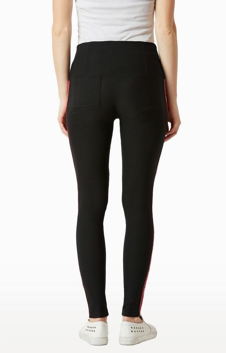 Women's Black Solid Jeggings