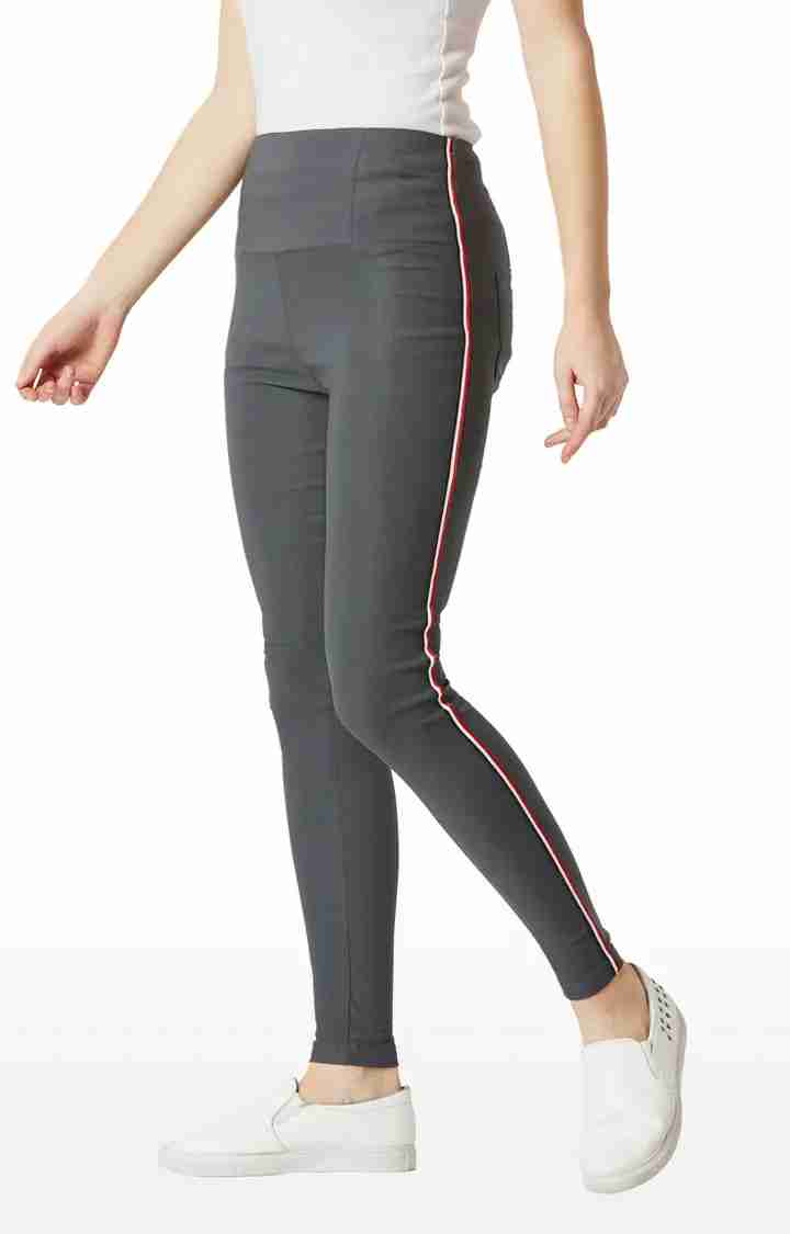 Women's Grey Solid Jeggings