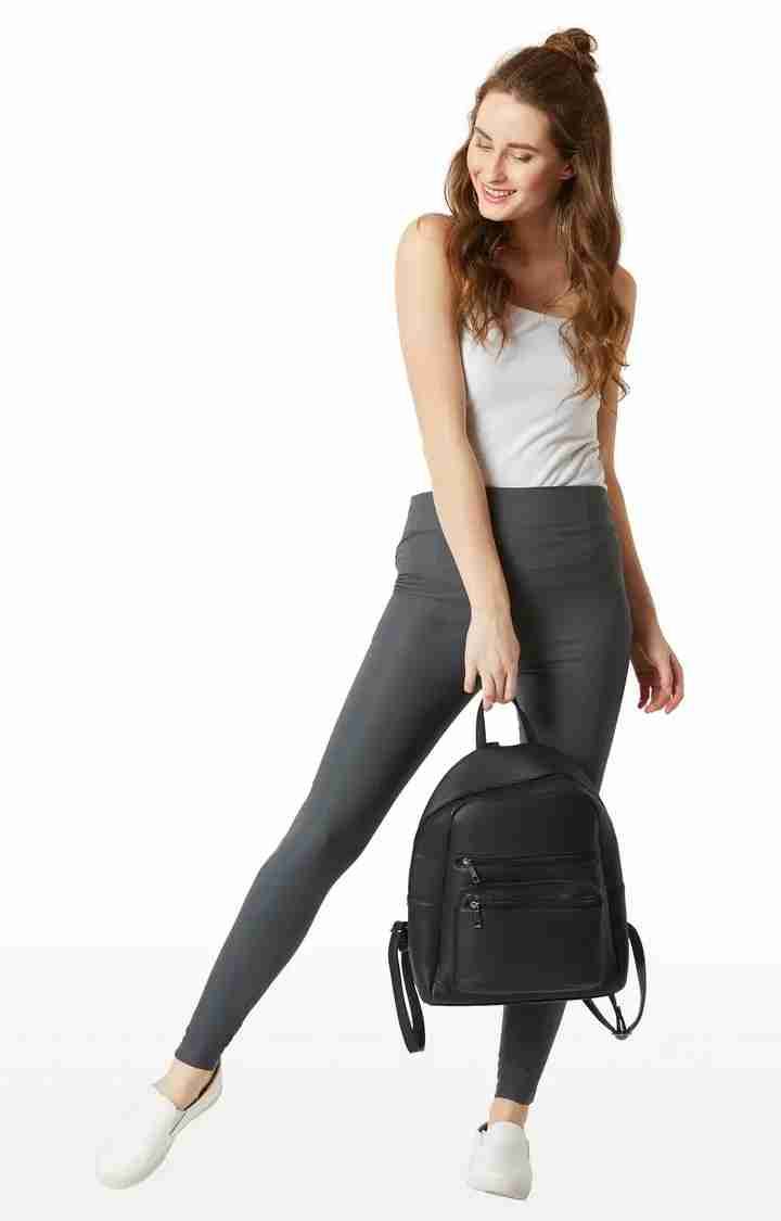 Women's Grey Solid Jeggings