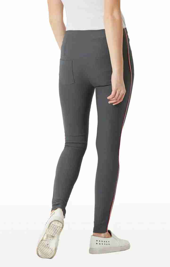 Women's Grey Solid Jeggings