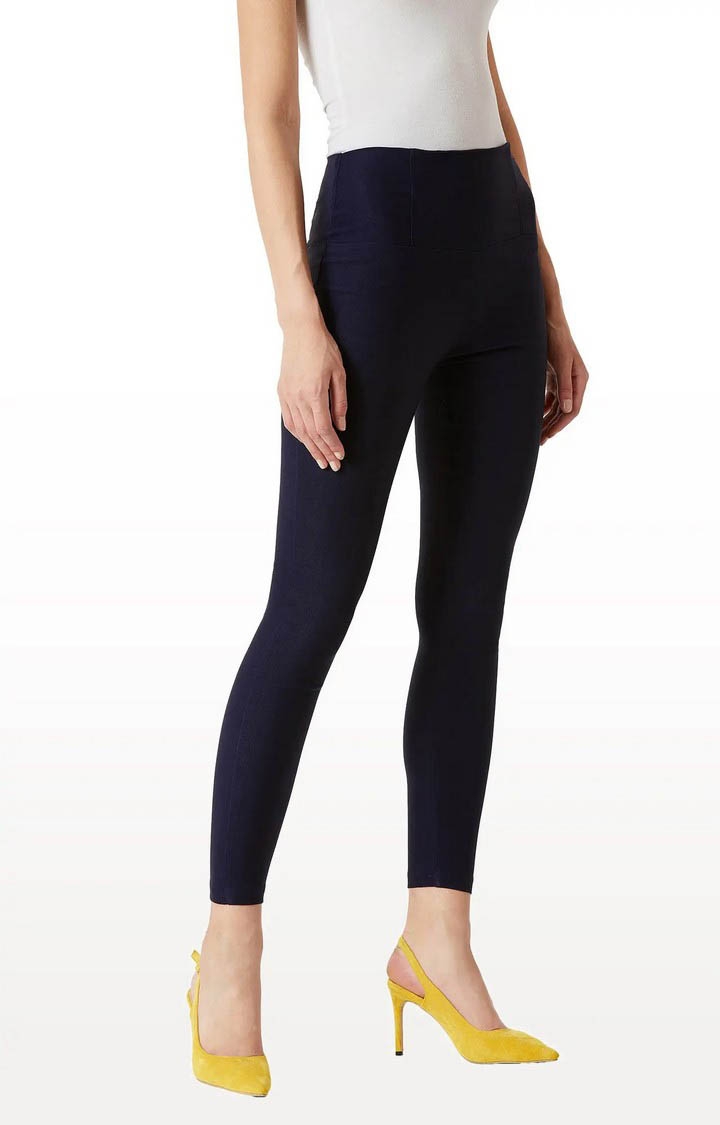 MISS CHASE | Women's Blue Solid Jeggings 3