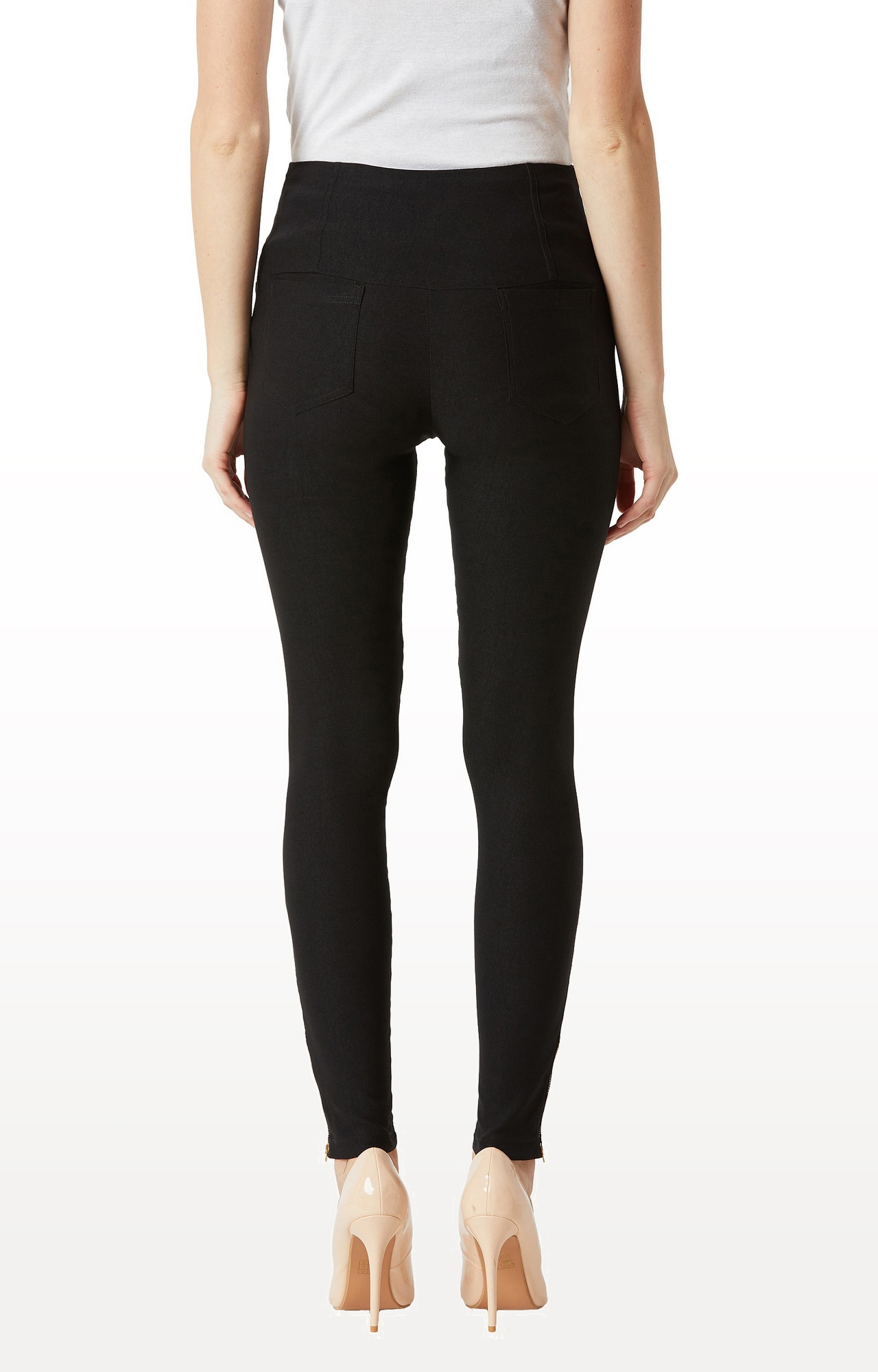 MISS CHASE | Women's Black Solid Jeggings 3