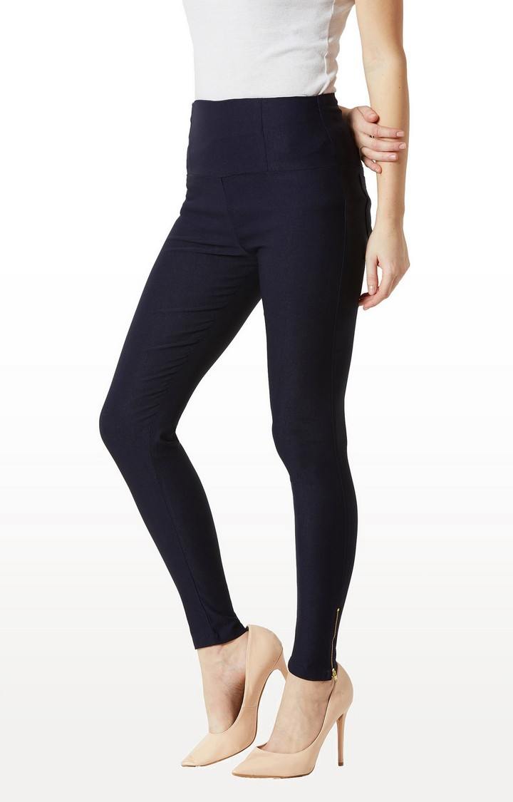 Women's Blue Solid Jeggings