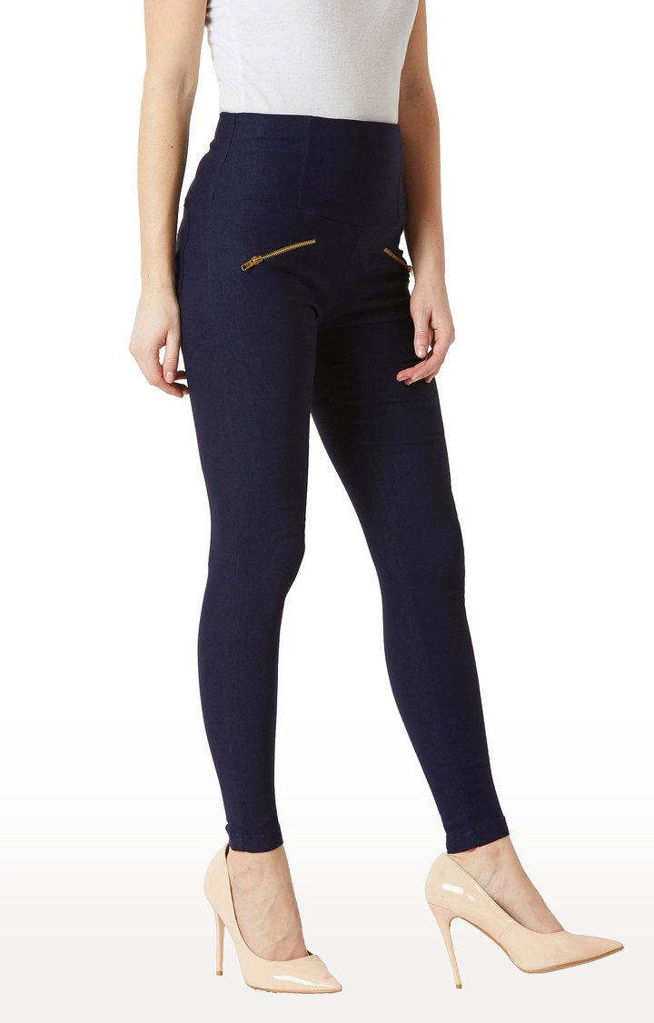Women's Blue Solid Jeggings