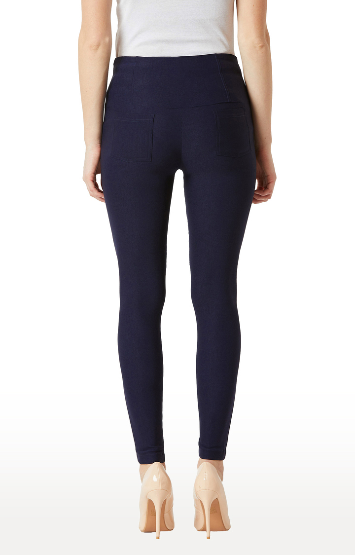 Women's Blue Solid Jeggings