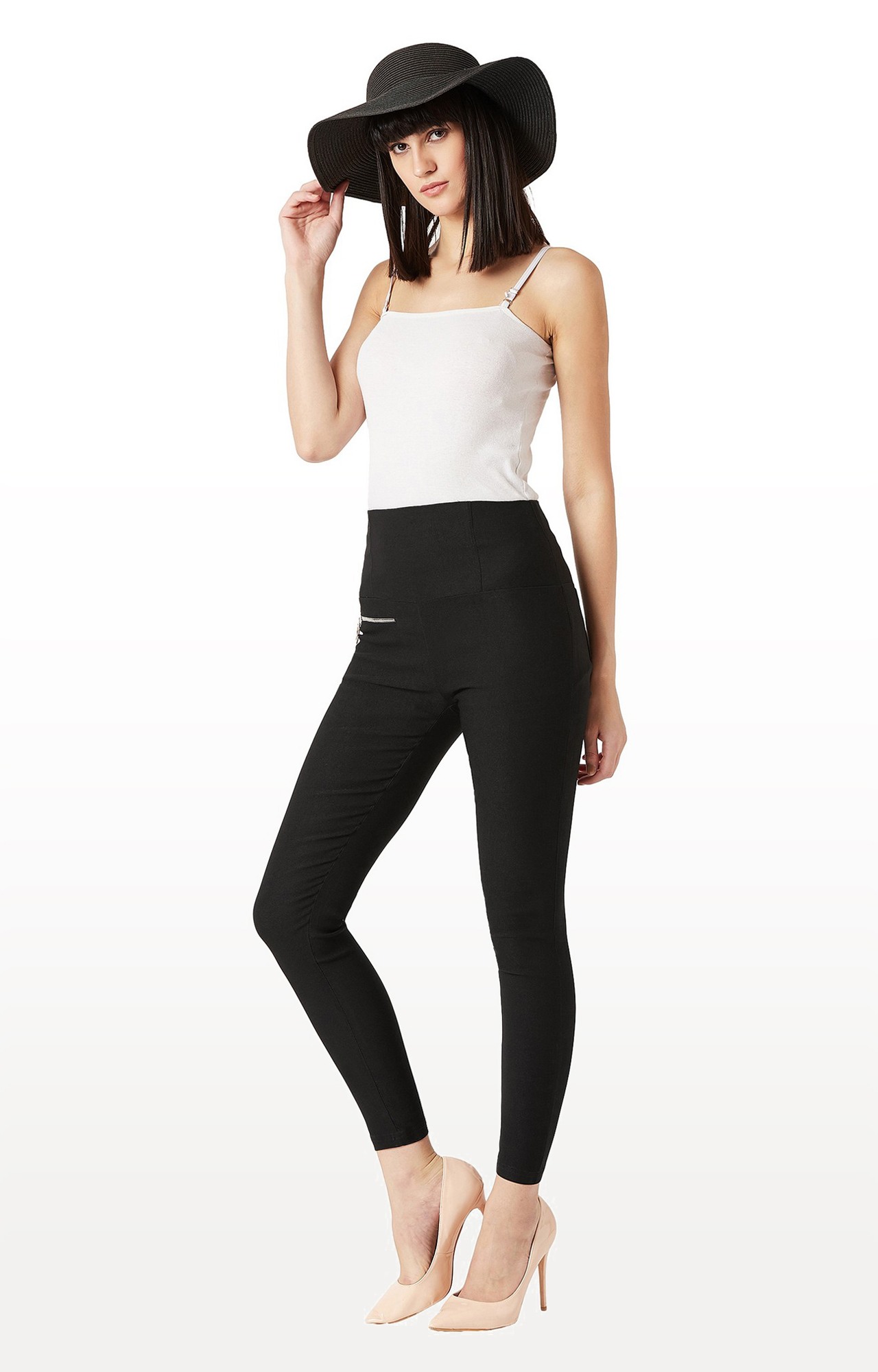 Women's Black Solid Jeggings