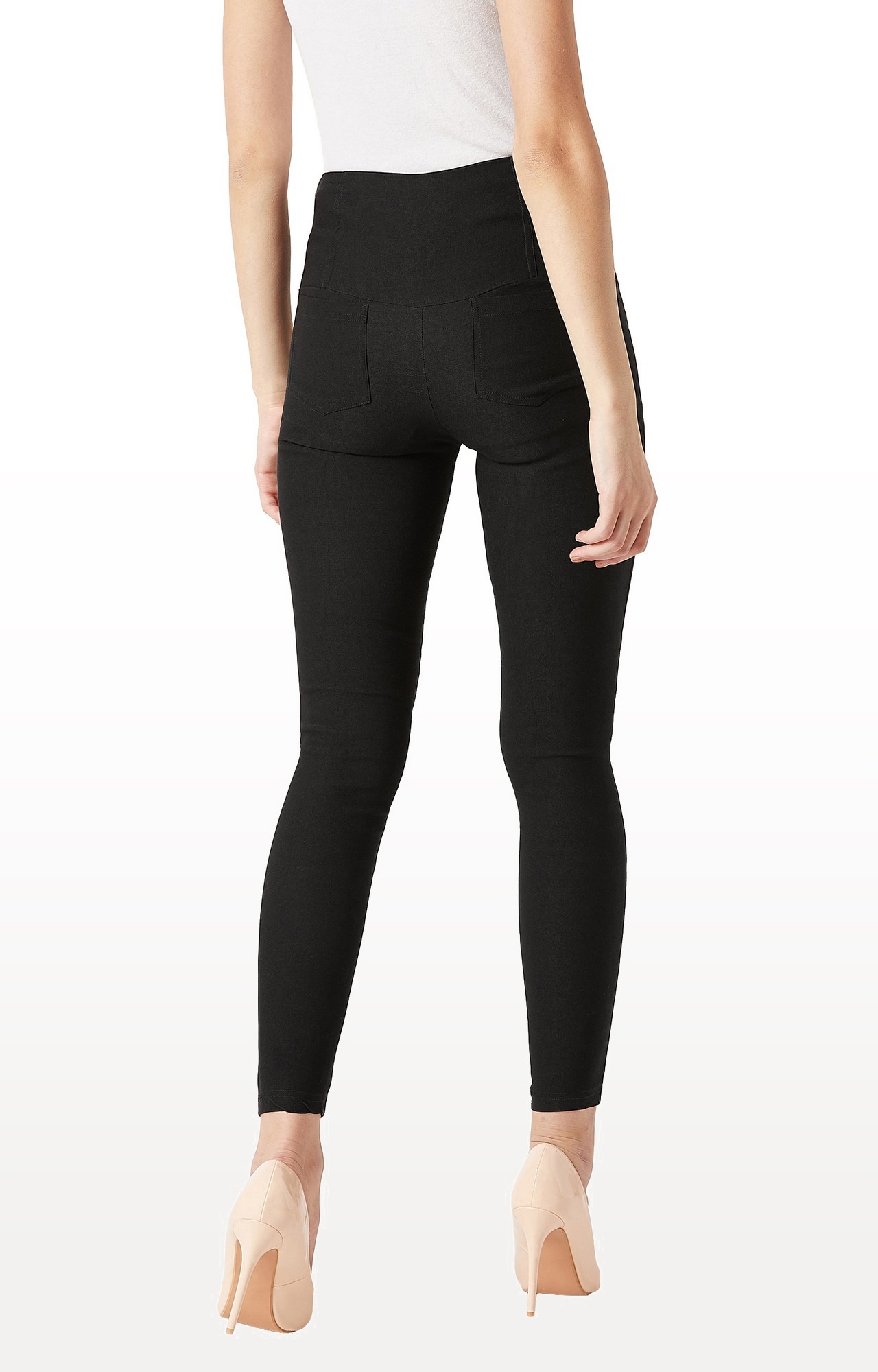 Women's Black Solid Jeggings