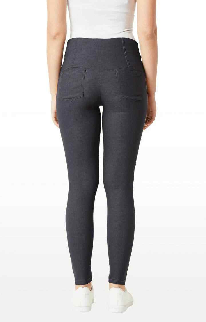 Women's Grey Solid Jeggings