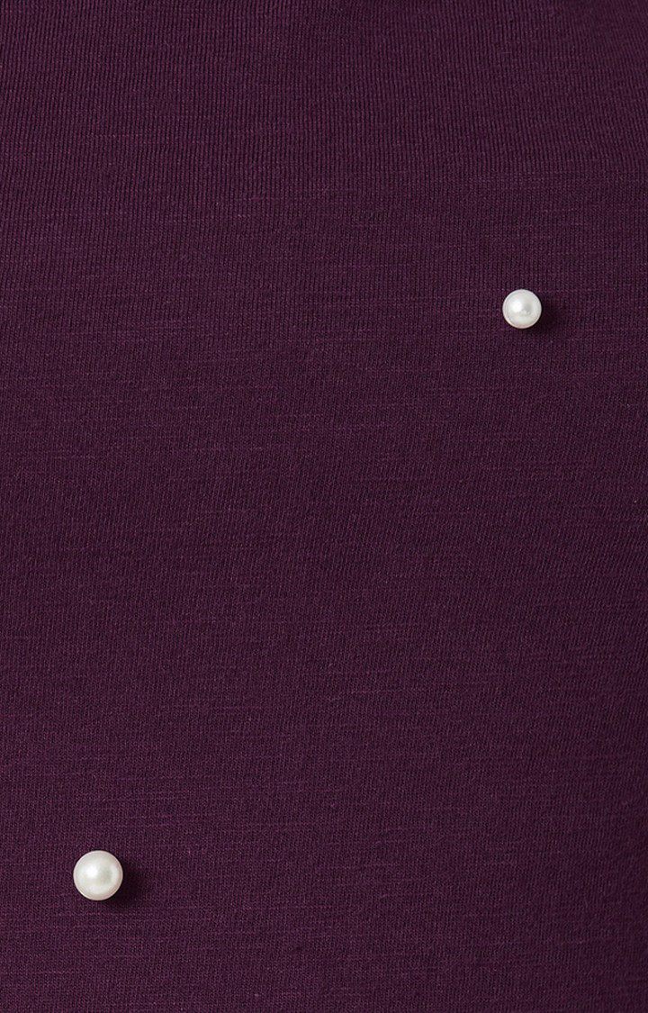Women's Purple Cotton SolidCasualwear Skater Dress