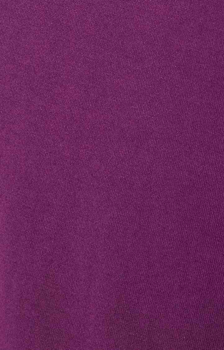 Women's Purple Cotton SolidCasualwear Shift Dress