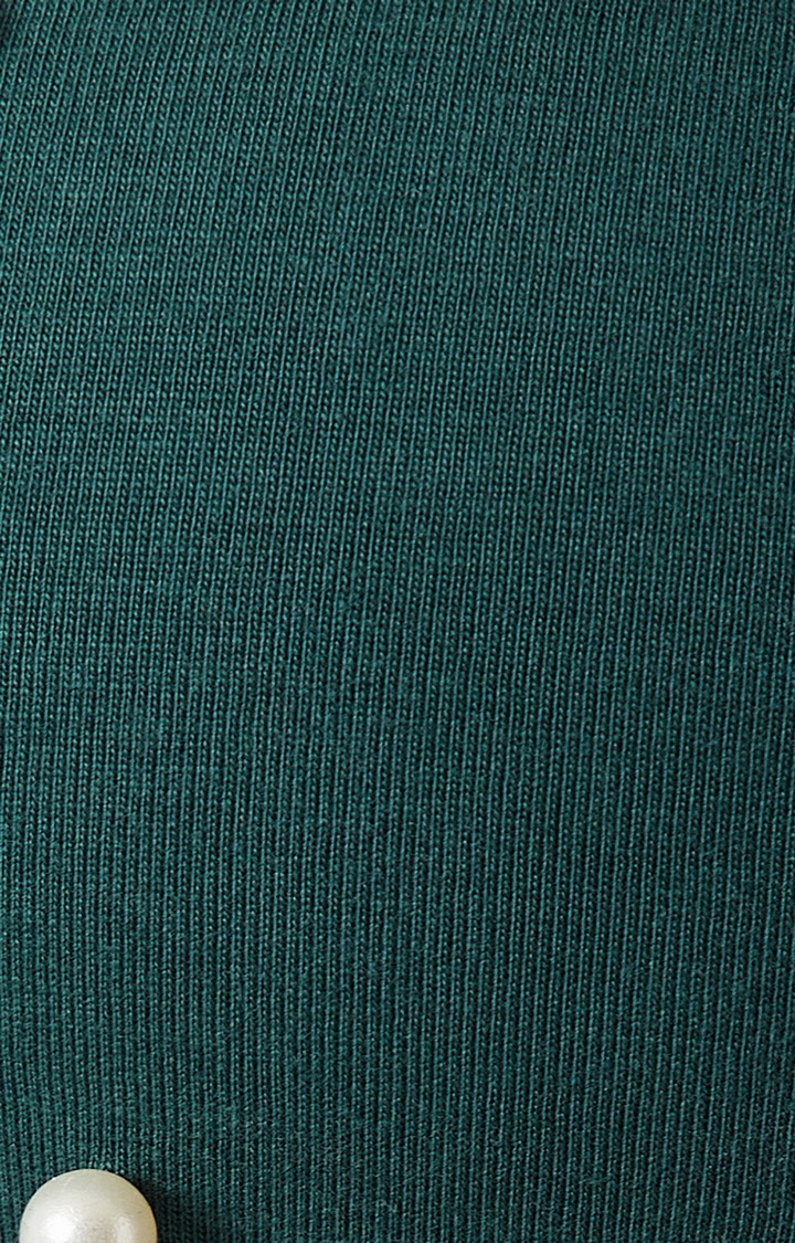 Women's Green Cotton SolidCasualwear Skater Dress
