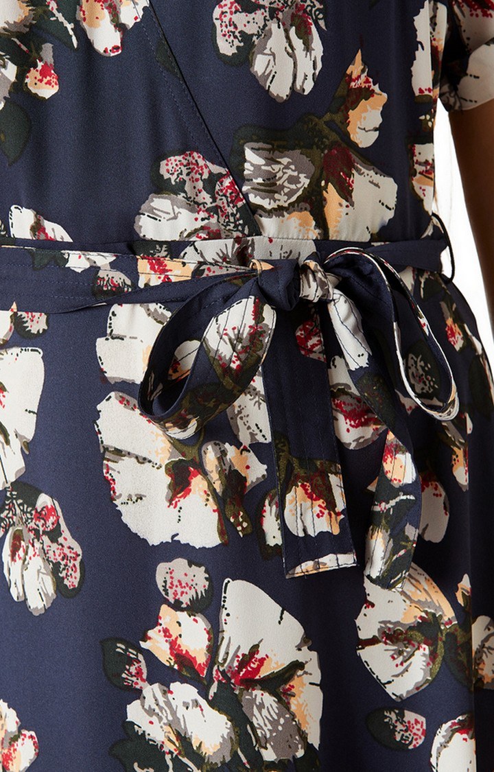 Women's Multi Crepe PrintedCasualwear Asymmetric Dress