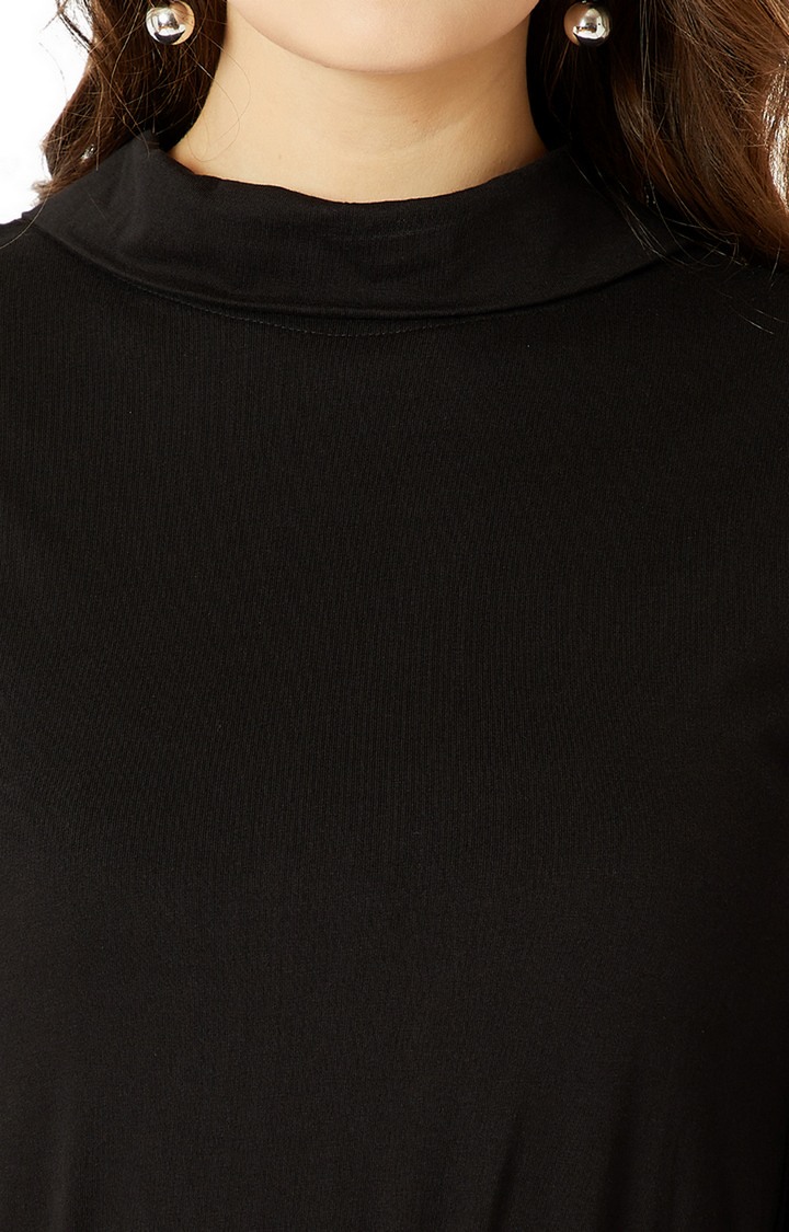 Women's Black Cotton SolidCasualwear Shift Dress