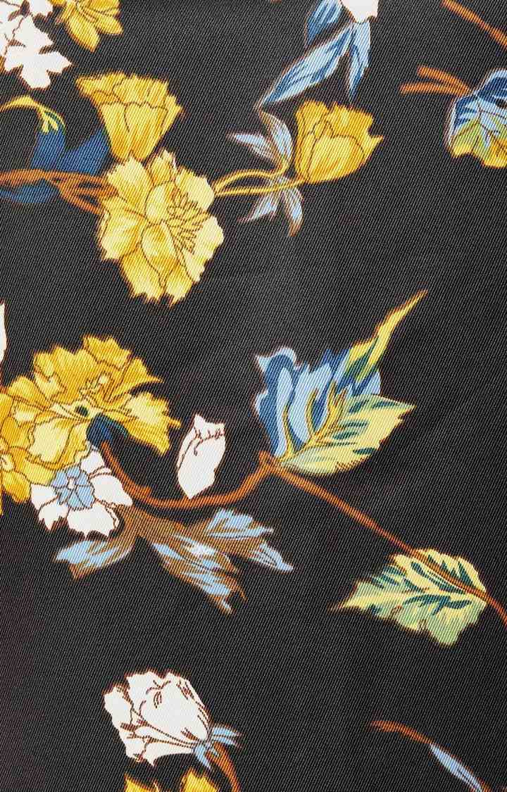 Women's Black Polyester FloralCasualwear Shift Dress
