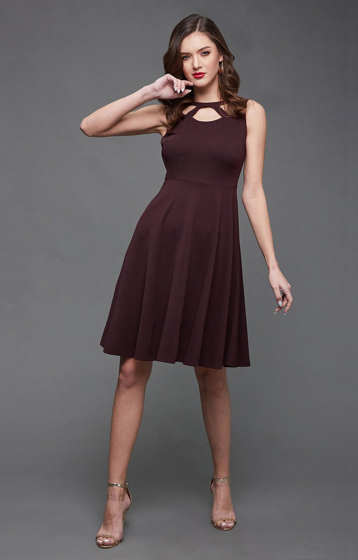 Women's Red Polyester  Dresses