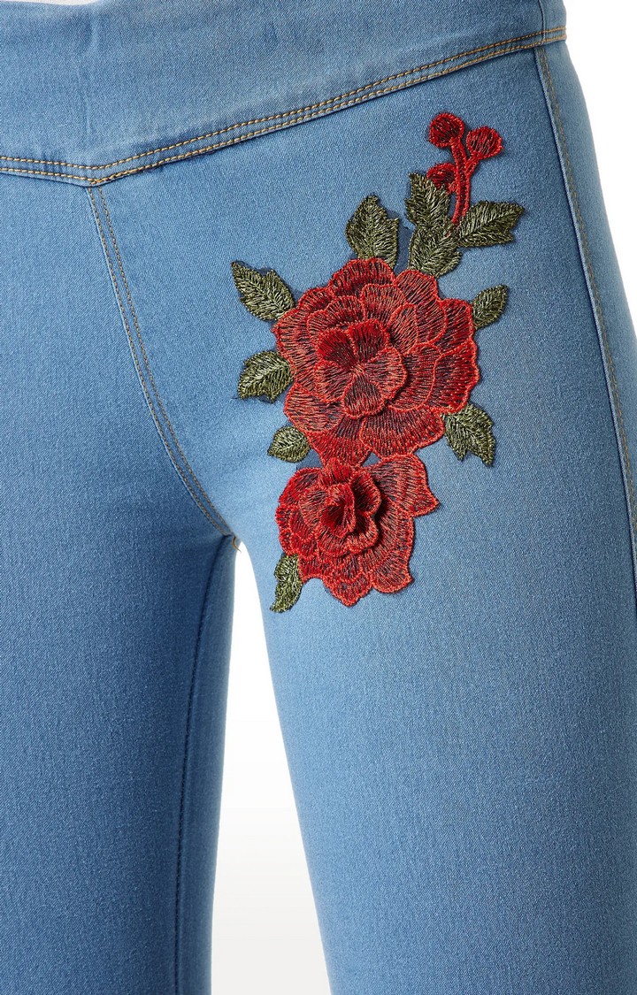 Women's Blue Solid Jeggings