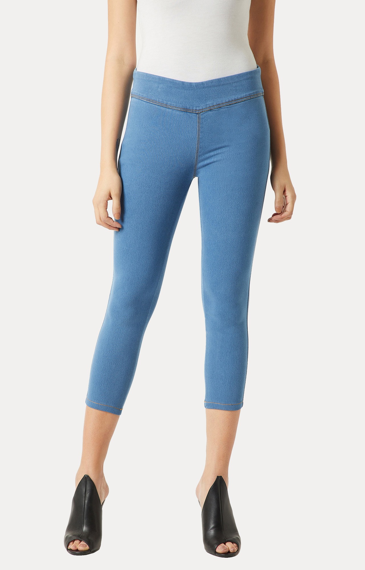 MISS CHASE | Women's Blue Solid Jeggings