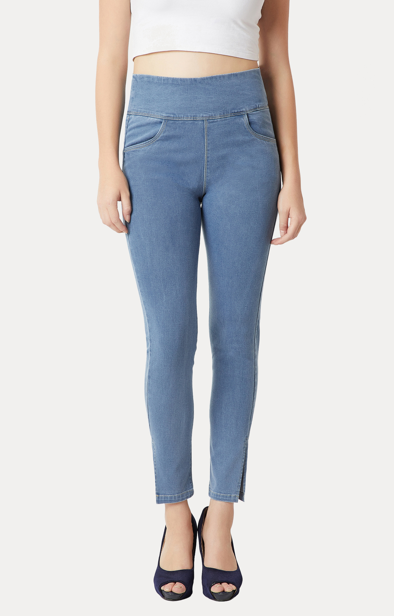Women's Blue Solid Jeggings