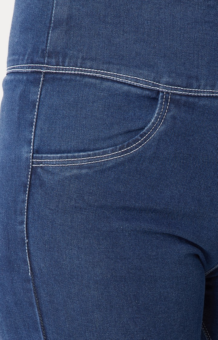 Women's Blue Solid Jeggings