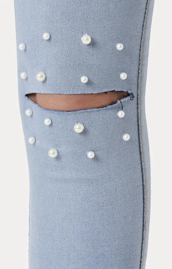 Women's Blue Solid Jeggings