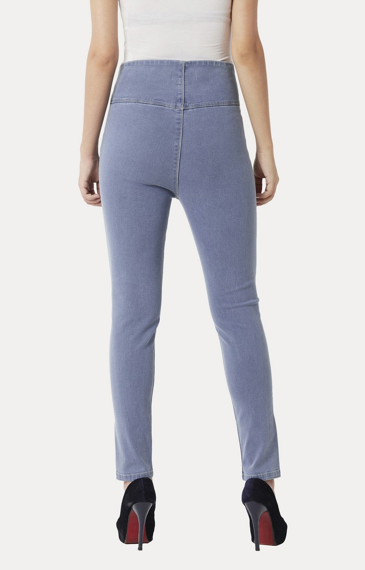 Women's Blue Solid Jeggings