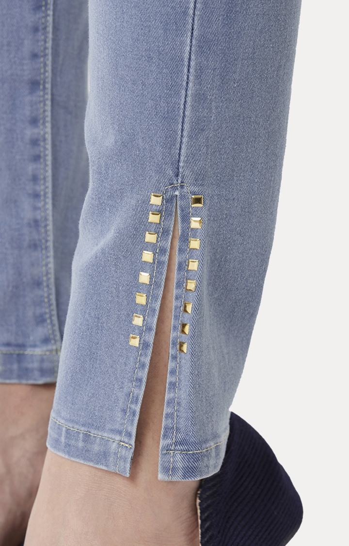 Women's Blue Solid Jeggings