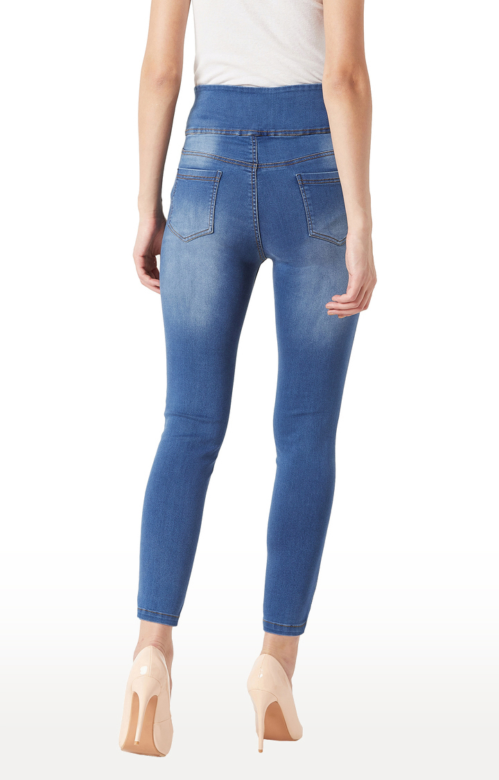 Women's Blue Solid Jeggings