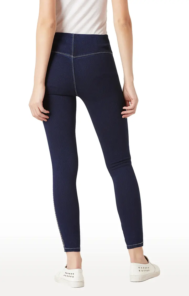 Women's Blue Solid Jeggings